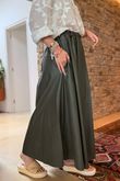 Made in Italy Runa Leather Look Skirt Khaki